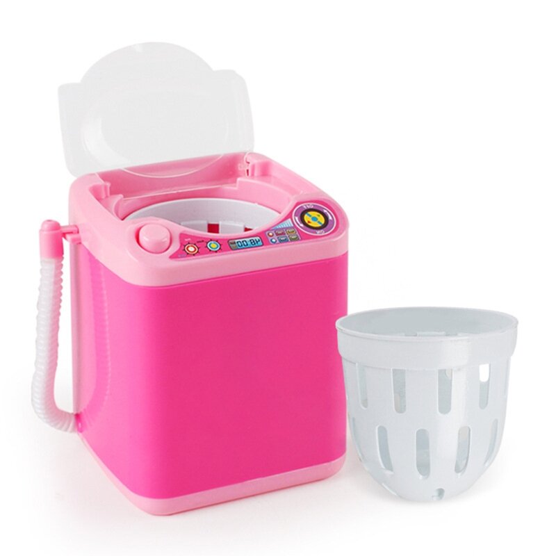 Juguete limpieza para niños, Mini lavadora eléctrica realista y bonita para herramientas cosméticas, juguetes actividades