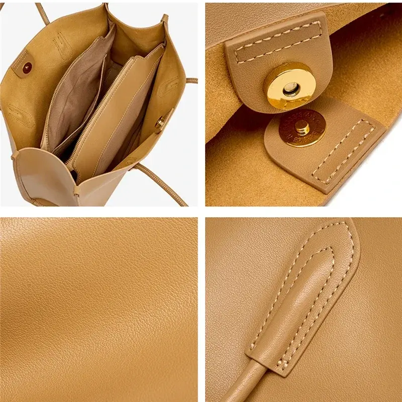 SM01 Burminsa, трехслойная сумка из воловьей кожи, большого стандарта 2024, трендовая дизайнерская сумка через плечо A4 для поездок