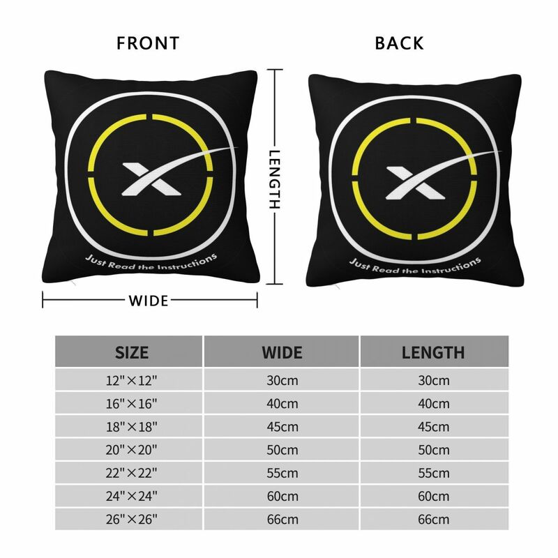 Just Read The Instructions Space X Landing Pad Square Pillowcase Pillow Cover Comfort Throw Pillow for Home Living Room