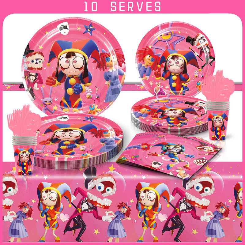 The Amazing Digital Circus Theme Birthday Party Decoration, talheres descartáveis, balão de fundo, Baby Shower, meninos e meninas, G