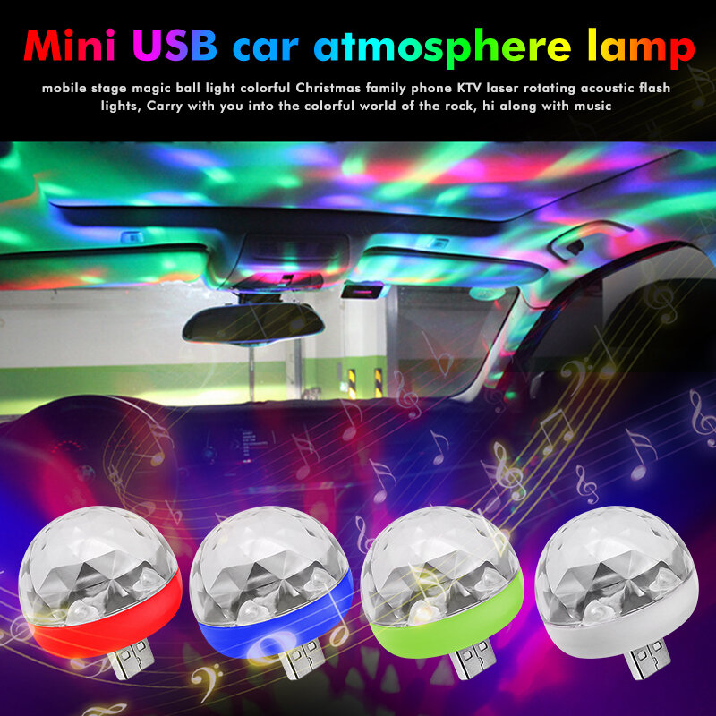 USB LED 조명 미니 무대 DJ 디스코 볼 조명, 분위기 있는 자동차 인테리어 네온 조명, 파티 바 효과, 5V RGB 다채로운 램프