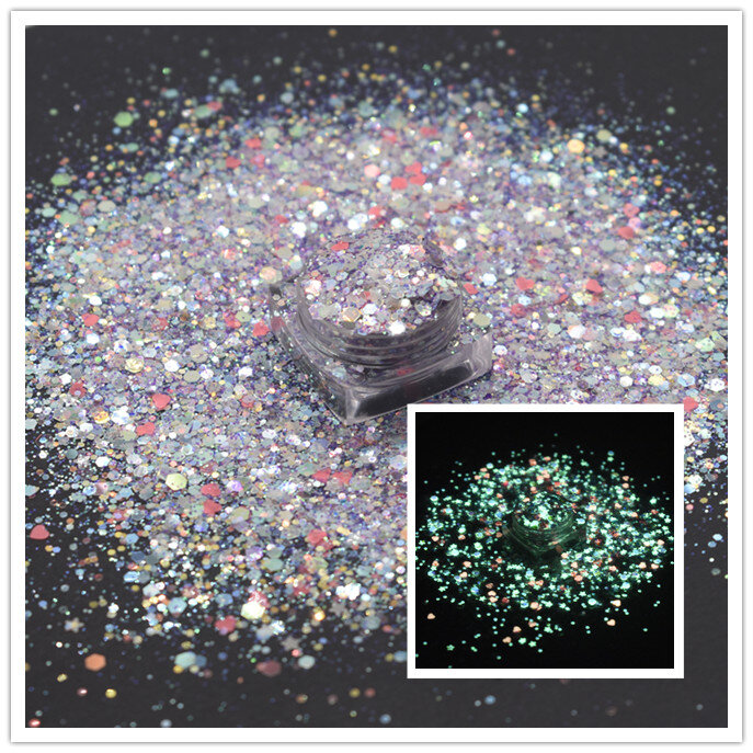 10g/Bag Sparkly Glow In the Dark Chunky Glitter Nail Eyes Body Art Decoration Manicure Art Decoration Accessories