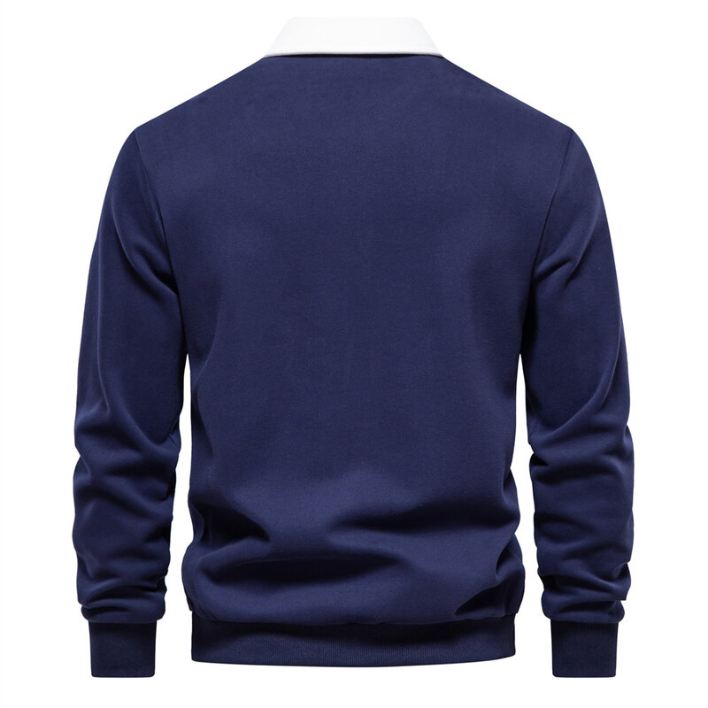 2023 Nieuwe Herfst Mode Soild Color Design Polo Hals Sweatshirts Voor Mannen Casual En Sociale Kleding Kwaliteit Katoenen Heren Sweatshirts