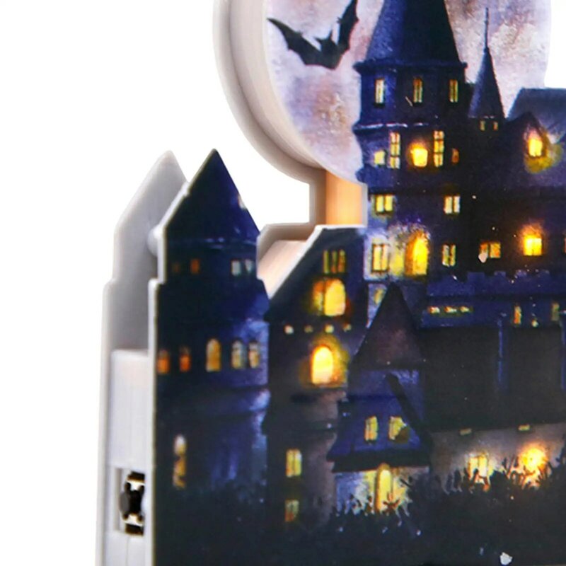 Halloween Castle Decoration Cake Topper Photo Props Centerpieces Craft LED Night Light for Home Bar Festival Tabletop
