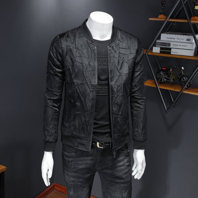 Мужская Роскошная Высококачественная эксклюзивная куртка, приталенный большой бейсбольный костюм с круглым вырезом, индивидуальная модная мужская куртка