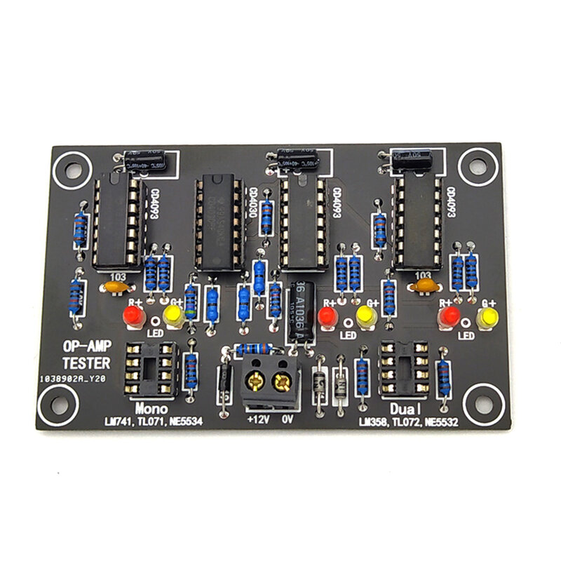 Probador de amplificador operativo OP AMP, placa de prueba de amplificador Op simple/Dual, OPAMP TL071, TL072, TL081, TL082