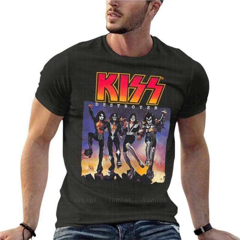 Camisetas de gran tamaño con Logo de la cubierta del álbum de Band Destroyer para hombres, ropa de calle de manga corta, Tops de talla grande