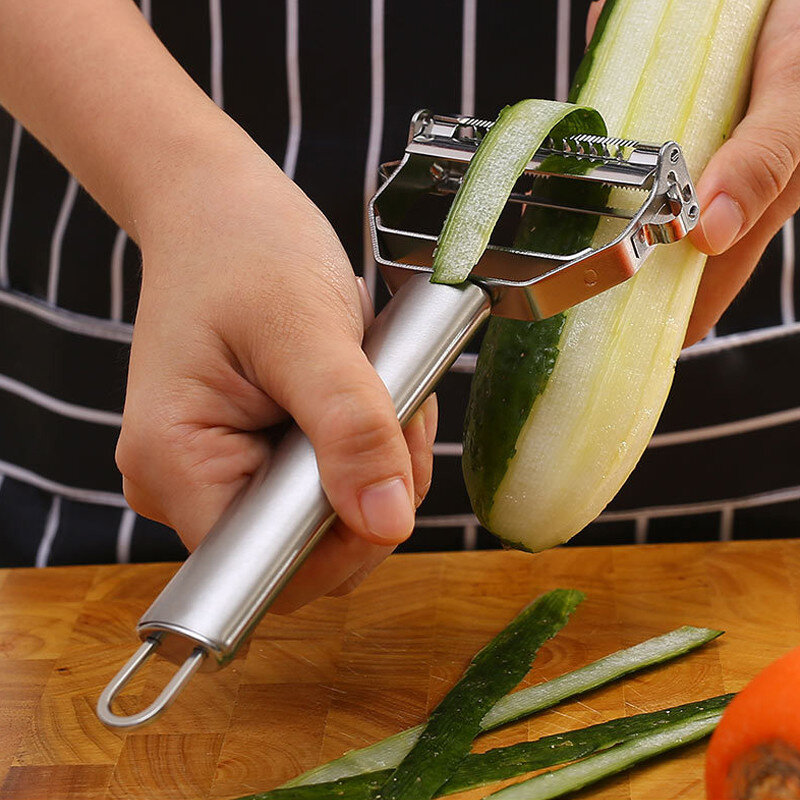 เครื่องปอกผักอเนกประสงค์ในครัวเครื่องหั่นเครื่องปอกผลไม้ผักเครื่องสไลด์มันฝรั่งทนทานใช้ในครัวเรือน