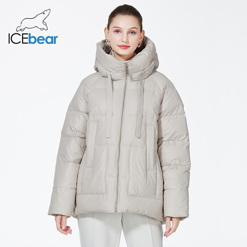 ICEbear Куртка женская оверсайз 2023 короткая с капюшоном модный GWD3731I