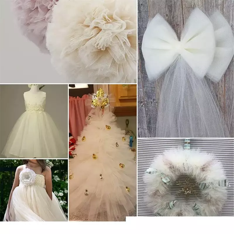 Rollo de tela de tul para faldas de mesa, fabricación de vestidos de novia, decoraciones de boda DIY, 54 "X 40 yardas