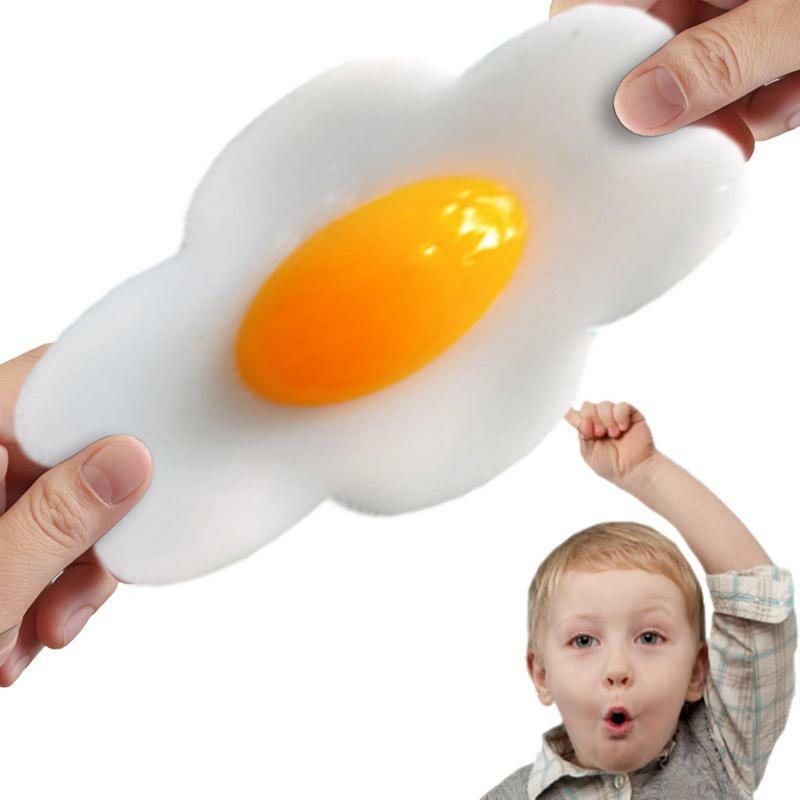 Mainan telur goreng Remas realistis, mainan lucu pereda stres regang untuk anak-anak & amp;