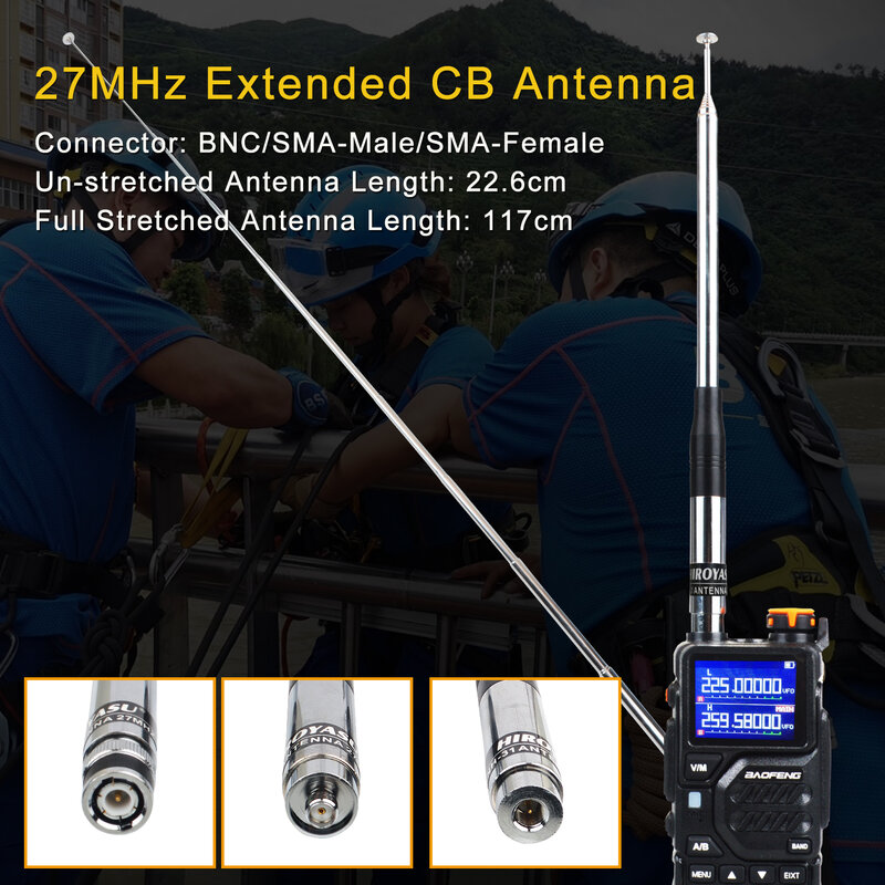 NH-31 Hiroyasu 27MHz Walkie Talkie Handheld Extended CB Antenna With Fold-Over 2.15dBi 20W BNC/SMA-Male/SMA-Female for Options
