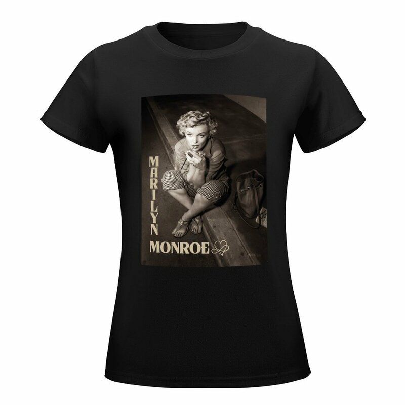 Marilyn-女性のための特大のTシャツ,夏のブラウス