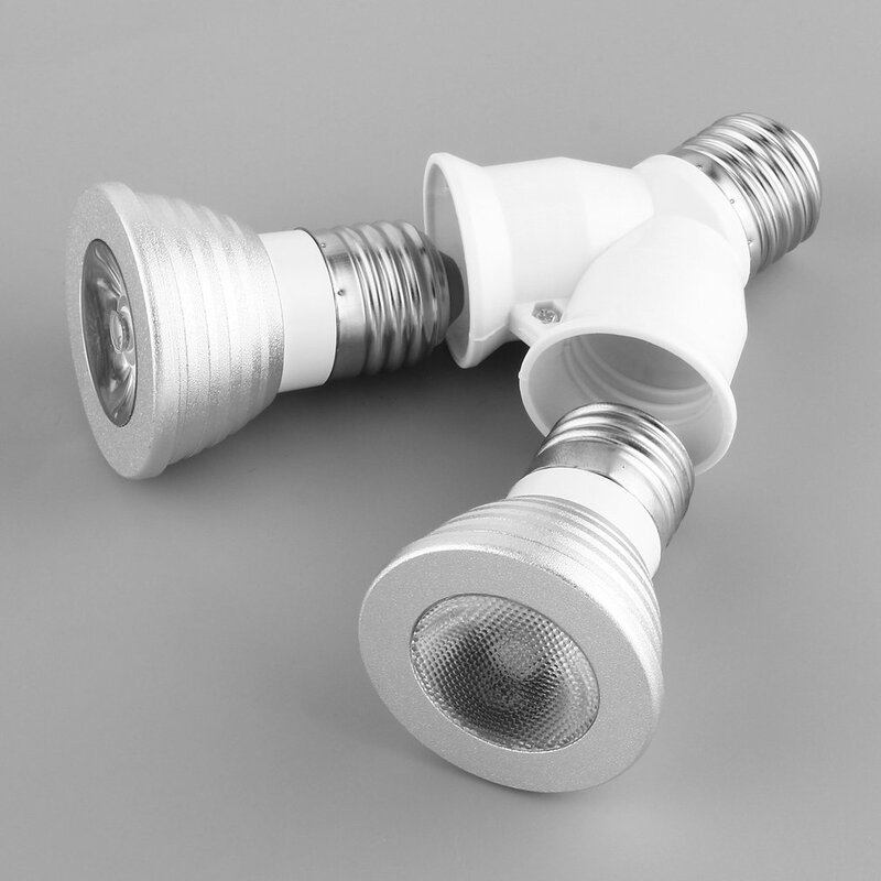 E27 to E27 One-Divided-Two Light Bulb Base Y Shape Lamp Bulb E27 Splitter Lamp Holder Adapter Light Holder Converter