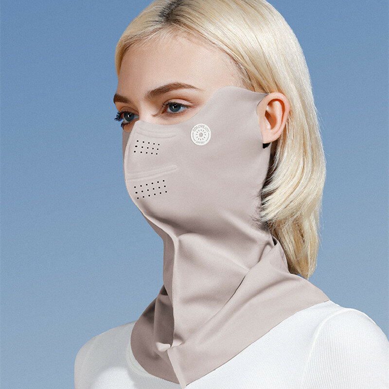 Masque de protection contre les UV pour le visage, couleur unie, cache-cou rond, bavoir