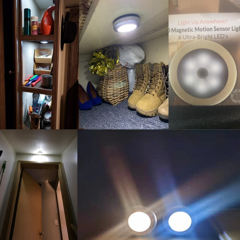 Luz LED nocturna con Sensor de movimiento, lámpara de noche con batería para armario, dormitorio, hogar, brillo