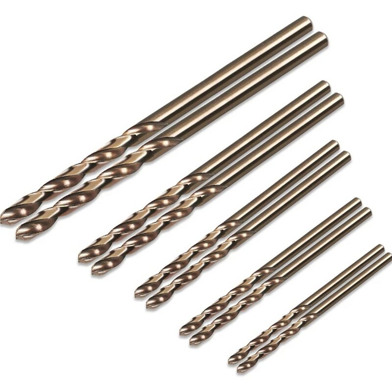 10pcs Titanium Coated Cobalt Drill Bits HSS High Speed Steel Drill Bits Set Hole Cutter Power Tools For Metal Stainless Steel