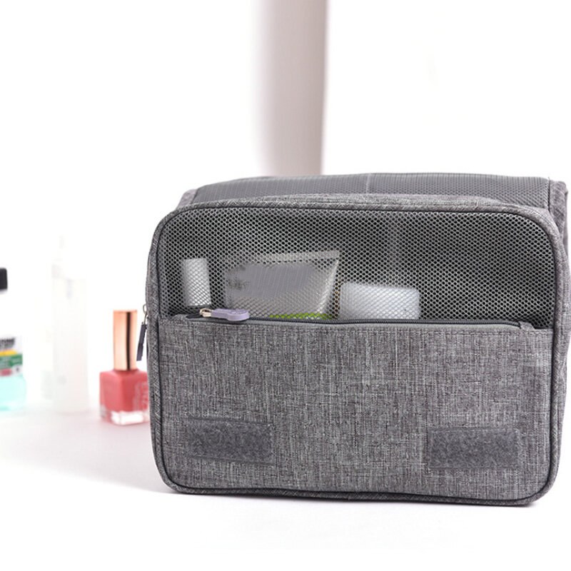 Bolsa de cosméticos portátil de gran capacidad, bolsa de almacenamiento multifunción Simple, bolsa de lavado con gancho de viaje al aire libre