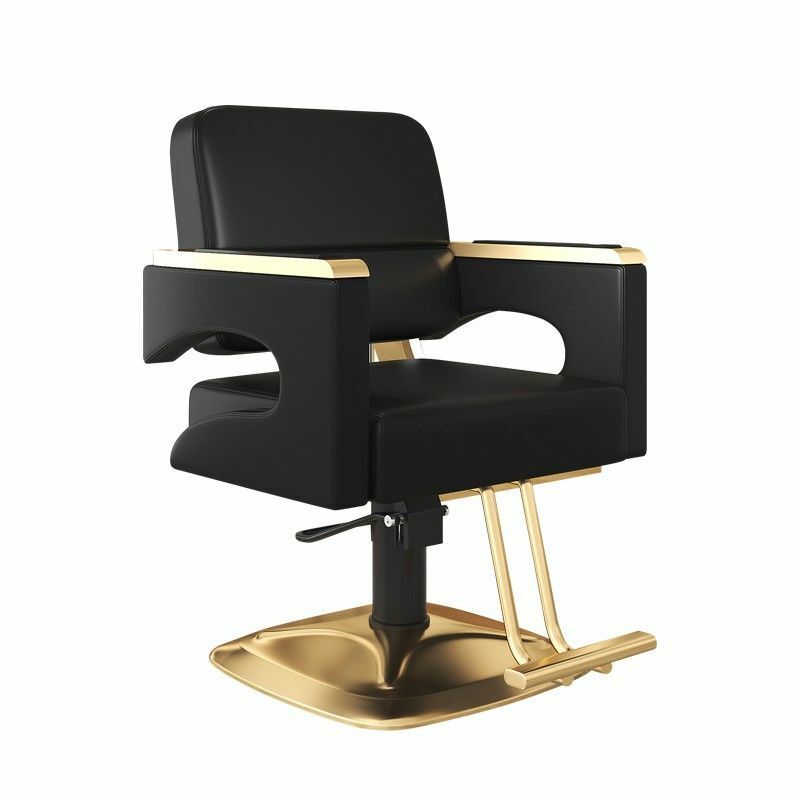 살롱 특수 헤어 의자, 360 ° 회전 대형 작업자 의자, 리프트 살롱 헤어 커팅 의자, 라이트 럭셔리 블랙 골드 의자, 2023 신제품