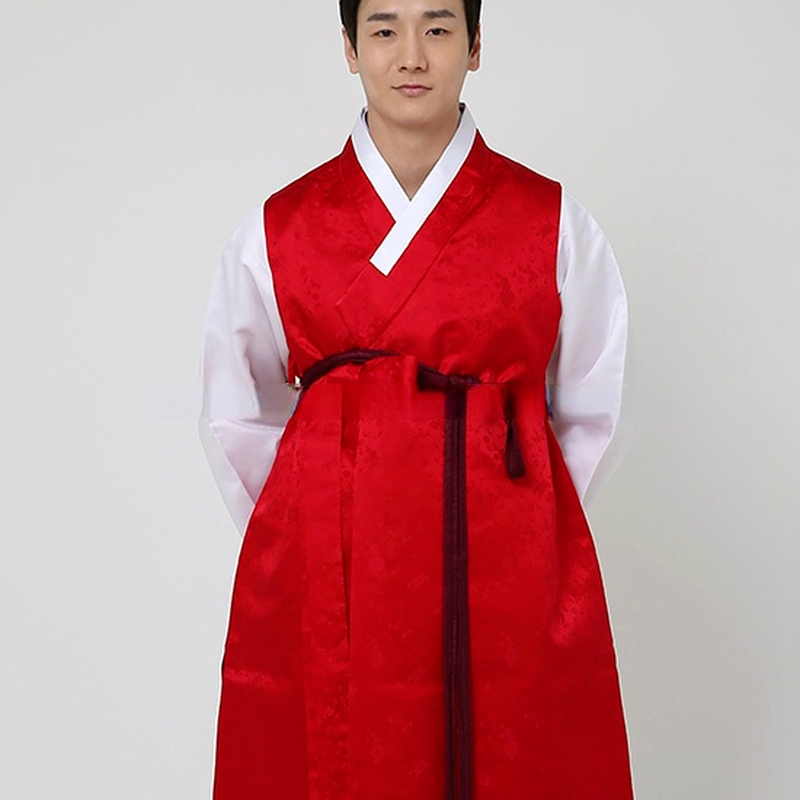Costume traditionnel Hanbok pour hommes, scène de mariage, tissu importé coréen