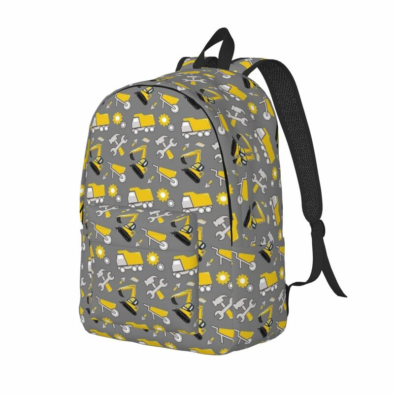 Sac à dos en toile jaune et gris ultime illuminé pour adolescents, camions de construction pour étudiants, sacs de livres scolaires, sac à dos du lycée