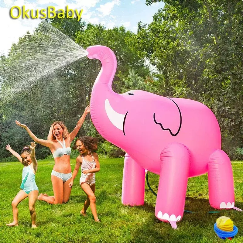 220cm Giant Summer  Animal Sprinkle Water Park Inflatable Elephant Outdoor Beach Toy Children Play Water Spray Water Garden Toys