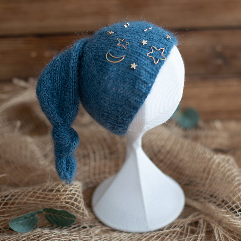 Chapéu de malha do arco-íris para a fotografia recém-nascida, Hand Made Props, Crochet Knitted Bonnet, Acessórios de Natal