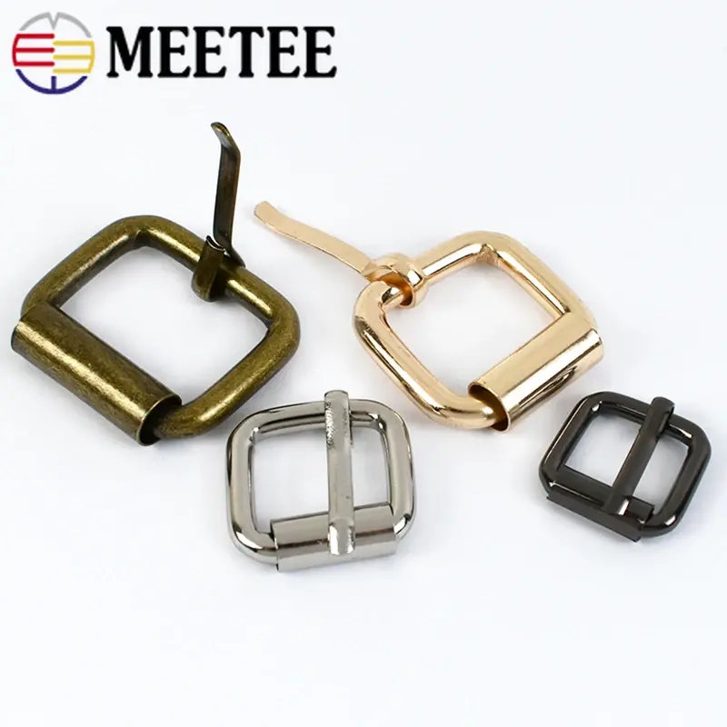 Meetee-hebillas de Metal de 13-38mm para cinturón, hebilla de 20 piezas, correa de bolso, cierre de anillo de pasador de rodillo, accesorios de Hardware DIY, 10/deslizador ajustable