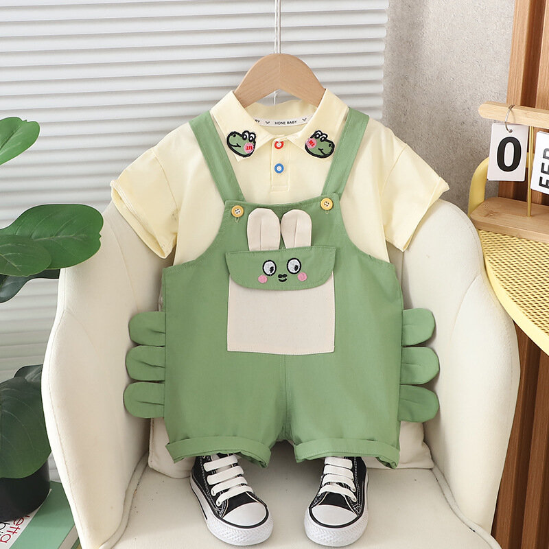 Neue Kinder koreanische Version des hübschen Jungen Sommer Patch Stoff Kaninchen Kurzarm Anzug Junge Sommer Kurzarm Anzug
