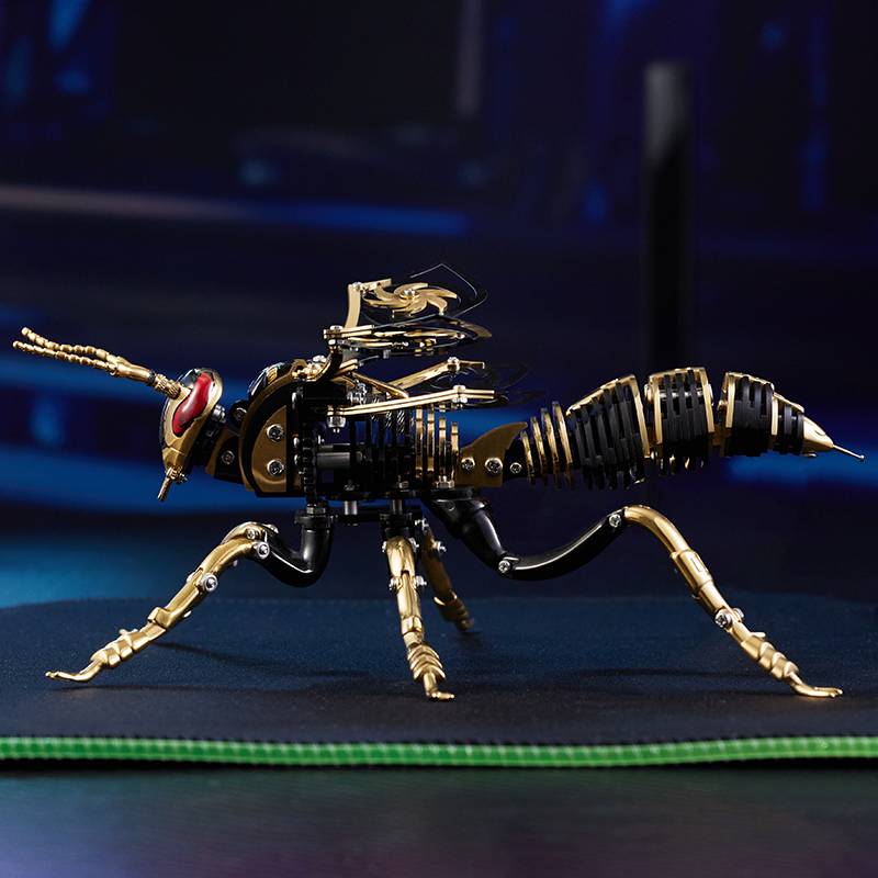Longpin-montaje de tornillo mecánico de acero inoxidable 3D hecho a mano con avispas de insectos, rompecabezas relajante, regalo de personalidad, color 3D