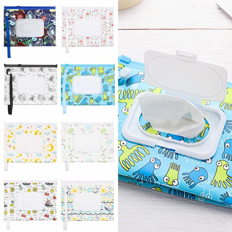 Outdoor Carrying Case Snap-Strap Flip Cover Cosmetic Pouch Tissue Box Stroller Accessories Wet Wipes Bag
