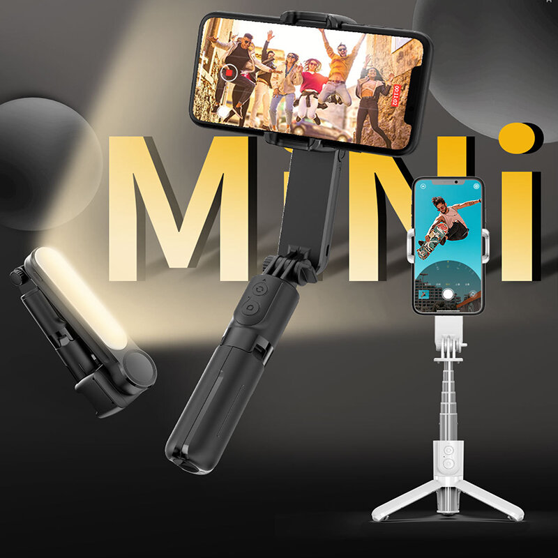 Mini Selfie Stick Fill Light, Controle Remoto Bluetooth, Handheld Gimbal, Anti-shake, Estabilizador do Telefone Móvel, Tripé de Tiro de Vídeo