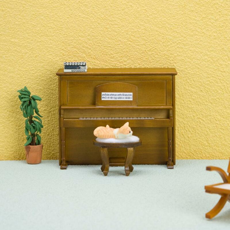 Instrument fortepianowy Model realistyczny domek dla lalek fortepian Model wysokiej symulacji Instrument muzyczny zabawka z gładkimi krawędziami do zabawy