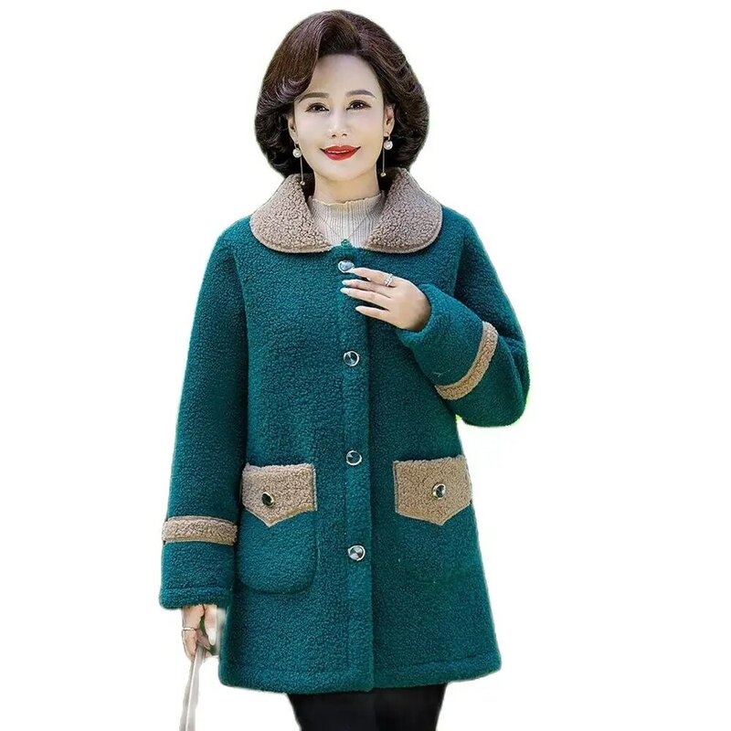 Herbst und Winter warmer körniger Samt mantel für Frauen mittleren und älteren Alters mit doppelseitiger Samt jacke aus Baumwolle.