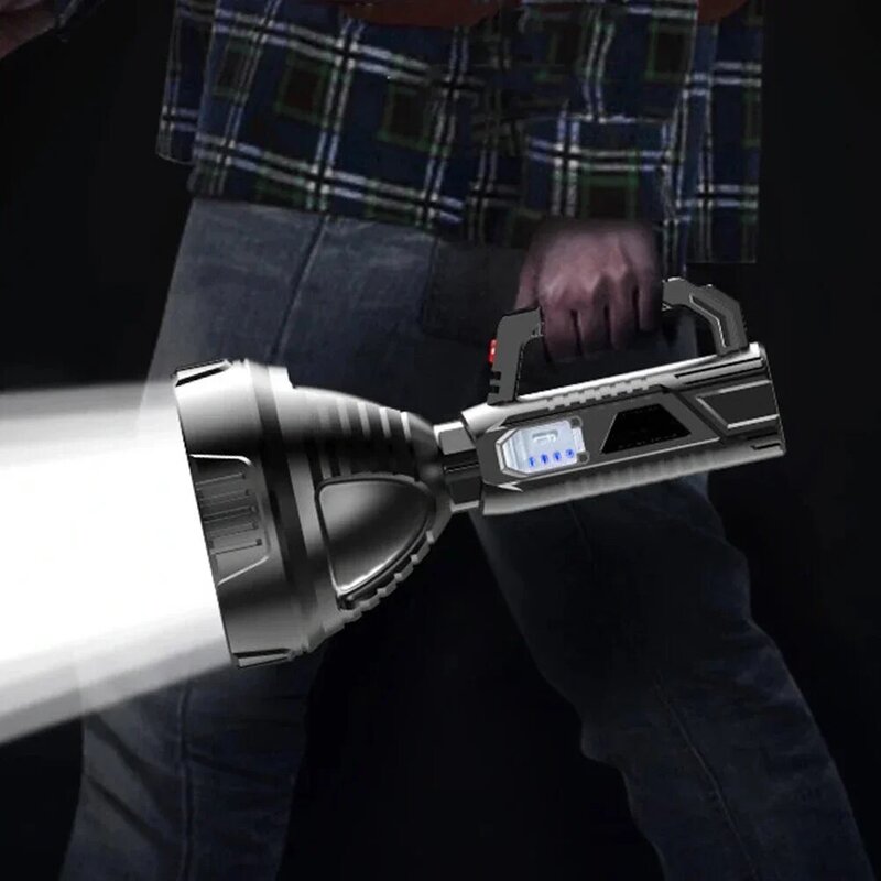 Nowa wysokiej latarka elektryczna LED wodoodporna latarnia wędkarska latarka USB z mocnym reflektorem reflektor lampa kempingowa