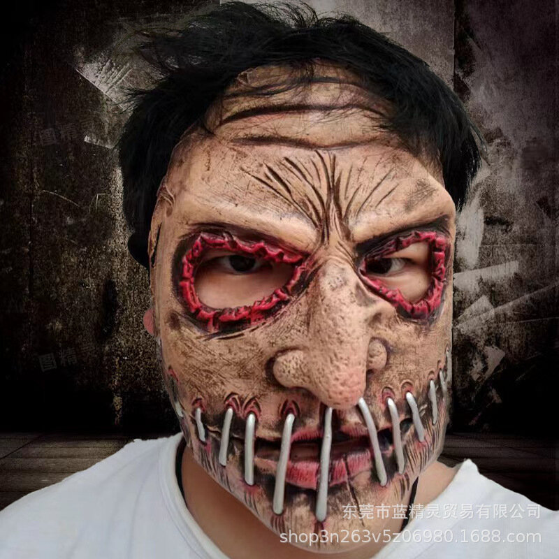 Assustador Exorcista Latex Meia Máscara Facial, Máscara de Halloween, Prego Boca Grande, Cosplay Costume Prop, Prop Party