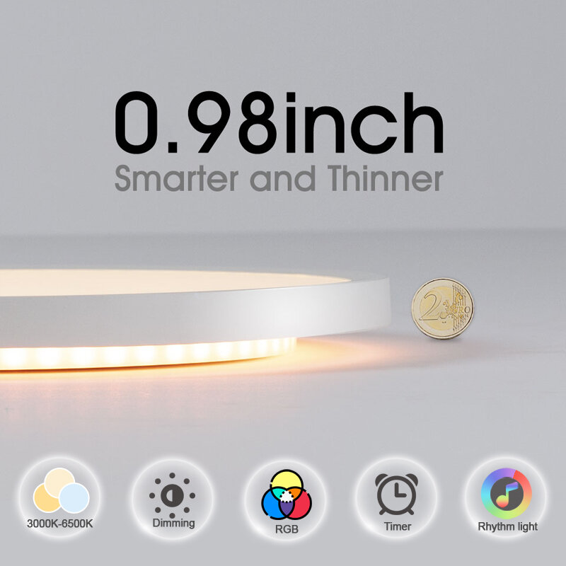 Smarpou-Tuya LEDシーリングライト,モダンなRGB照明,アプリケーションによる音声制御,Googleを備えたスマートランプ,寝室に最適