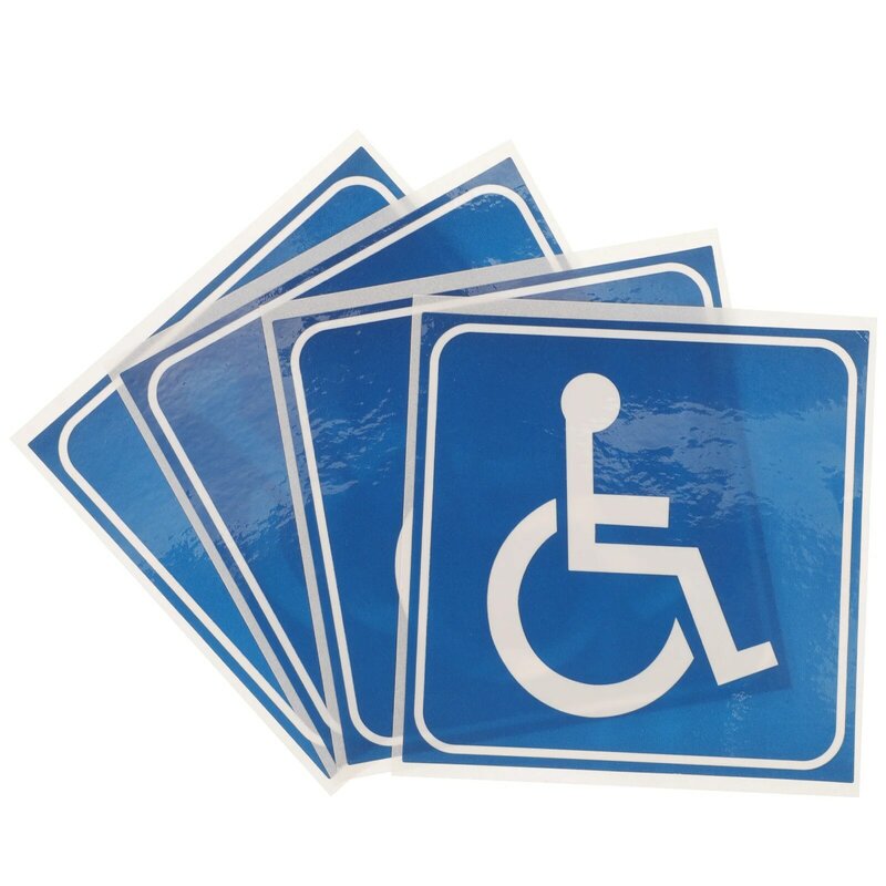4 lembar perekat stiker Kursi roda cacat stiker simbol Kursi roda cacat