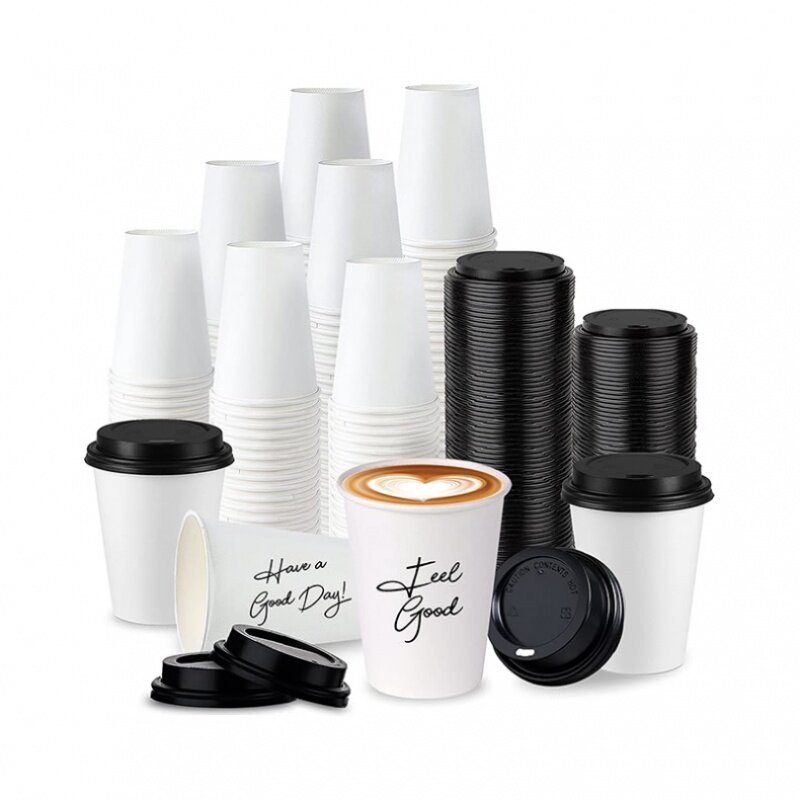 Индивидуальная продукция, 4 унции, 8 унций, 12 унций, экологически чистый одноразовый Бумажный стакан для горячего кофе с индивидуальным принтом с одной и двумя стенками с логотипом и