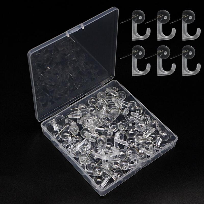 Map Pin with Plastic Box Push Pin with Storage Box Versatile Office Home Supplies 50pcs Push Pin with Hook Plastic Box for Cork