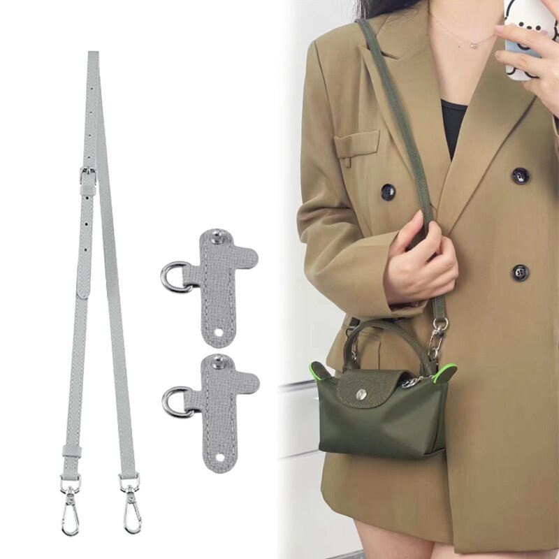 Tali tas untuk Longchamp Universal tas Mini tali bahu 2024 tas Mini abu-abu baru aksesori modifikasi bebas lubang