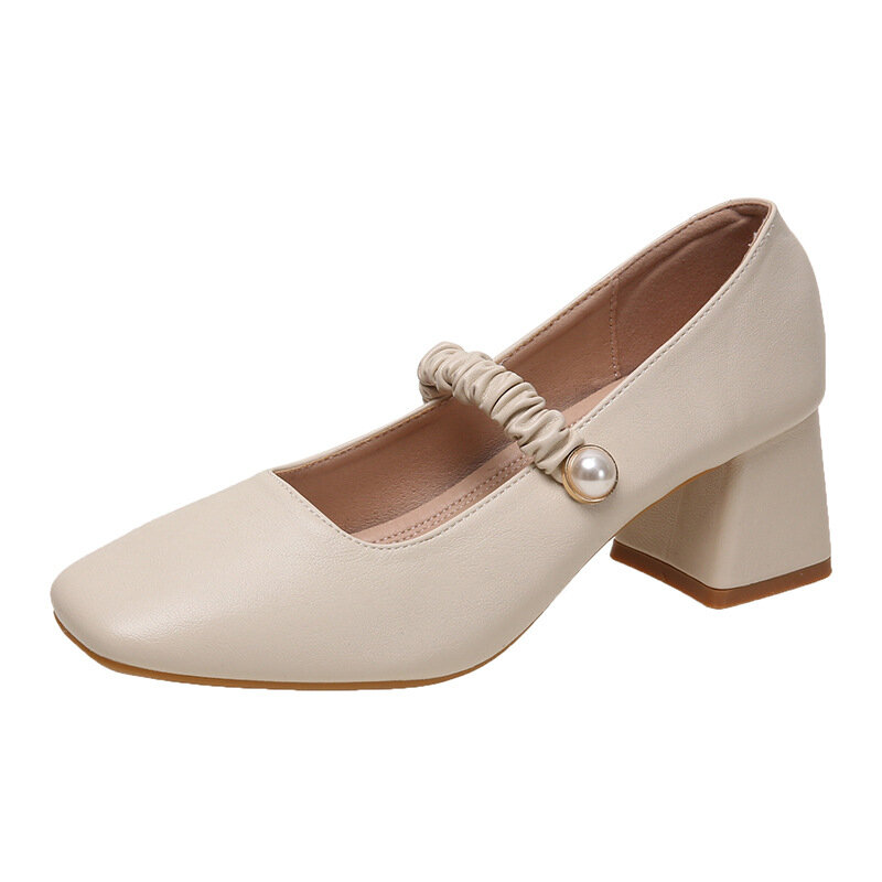 Sapatos de dedo redondo Mary Jane femininos, sapatos de boca rasa, moda primavera e outono, 2024