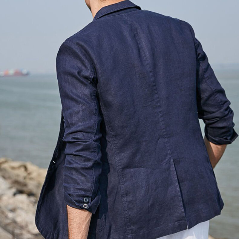 Men's Linen Casual Suit Jacket Summer New Solid Color Refreshing Breathable Slim British Cotton Linen Suit Retro Simple Top