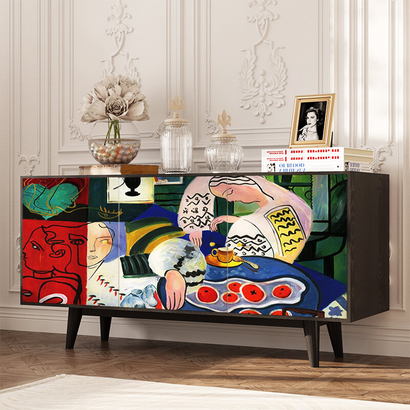 Luxury abstract cabinet sideboard solid wood integrated wall  household all-solid wood multifunctional locker