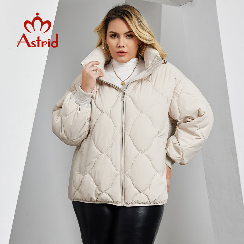 Astrid Women's Jacket Winter 2023 Plus Size Bio Down Jackets Hooded Quilted Cotton Coat Women Parka Female Clothing Split Hem