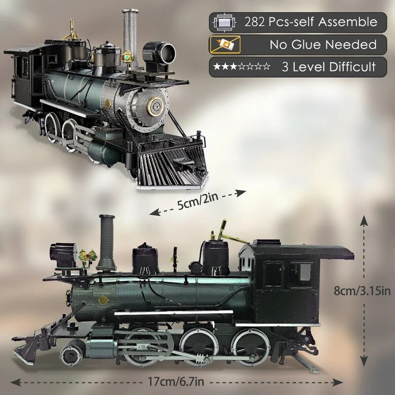 Piece cool puzzle 3d metall mogul lokomotive 282pcs montage modellbau satz diy spielzeug für erwachsene
