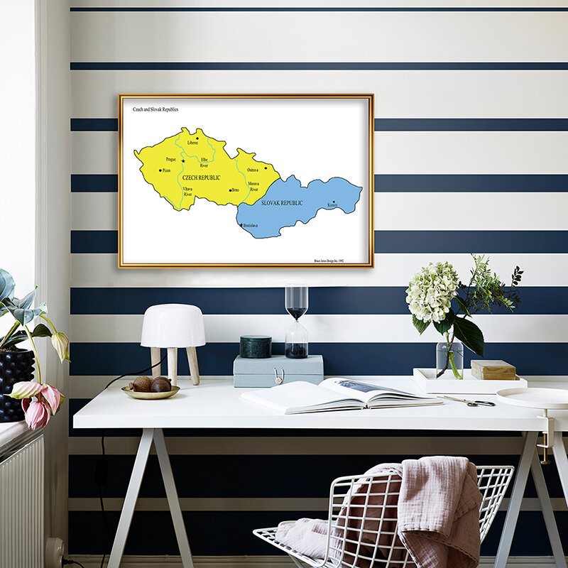 59*42cm Map of The Czech Wall Art Poster Decorative Print Canvas Paintings Living Room Home Decoration Classroom Supplies