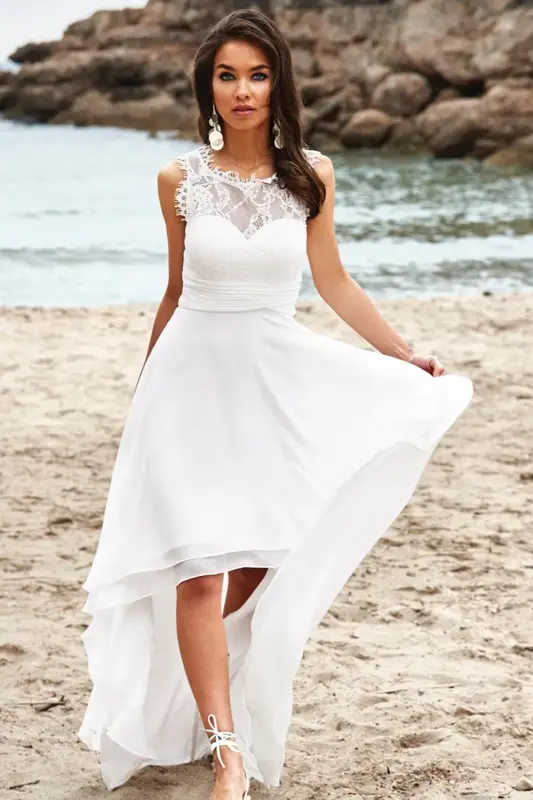 Simple elegant A line wedding dress special skirt sexy slit custom new bride dress beach auditorium romantic wedding 2024