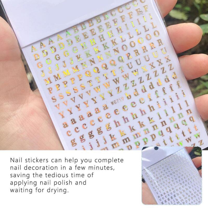 Multi-color English Alphabet Nail Stickers Nail Art Decal Sticker Word Small Letter Nail Tattoos Decals Stickers Nail Protection