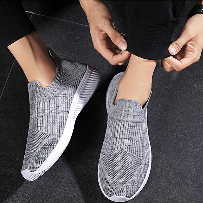 Men Shoes Lightweight Sneakers Men Knitting Casual Walking Shoes Breathable Slip On Mens Women Loafers Zapatillas Hombre MSH008